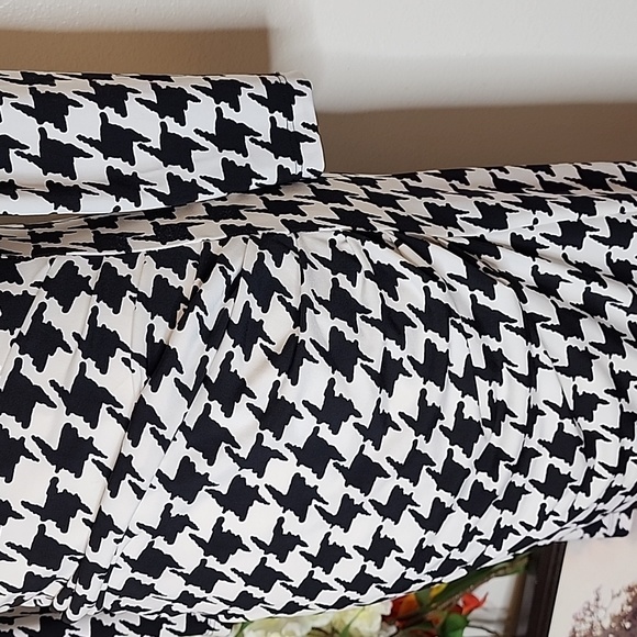 Muse for Boston Proper Houndstooth Dress Ruched Mini 3/4 Sleeves Preppy Winter - Picture 6 of 11